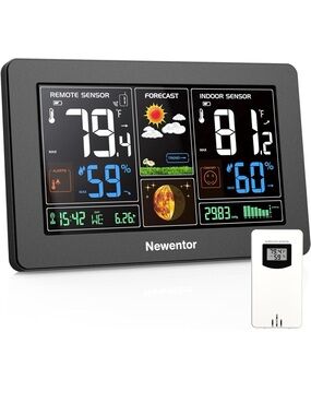 Newentor Weather Station Wireless Display Digital Weather  with Atomic Clock